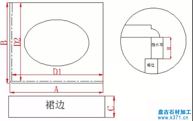 洗手台面石、窗台石、门槛石测量方式